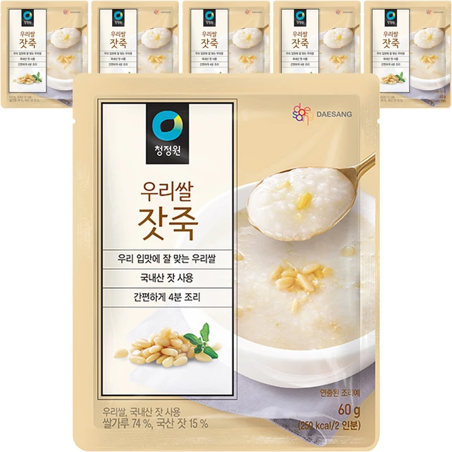 청정원 우리쌀 잣죽, 60g, 6개 - 쿠팡