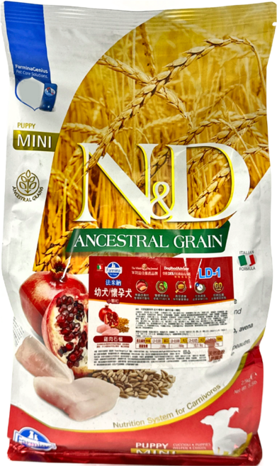 Farmina 法米納 幼犬/懷孕犬 LD1天然低穀系列 乾飼料 小顆粒, 雞肉石榴, 2.5kg, 1袋