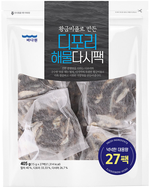 바다원 디포리 해물다시팩, 405g, 1개