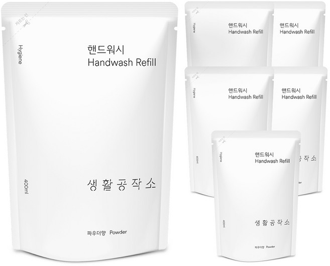 생활공작소 핸드워시 리필 파우더향, 400ml, 6개