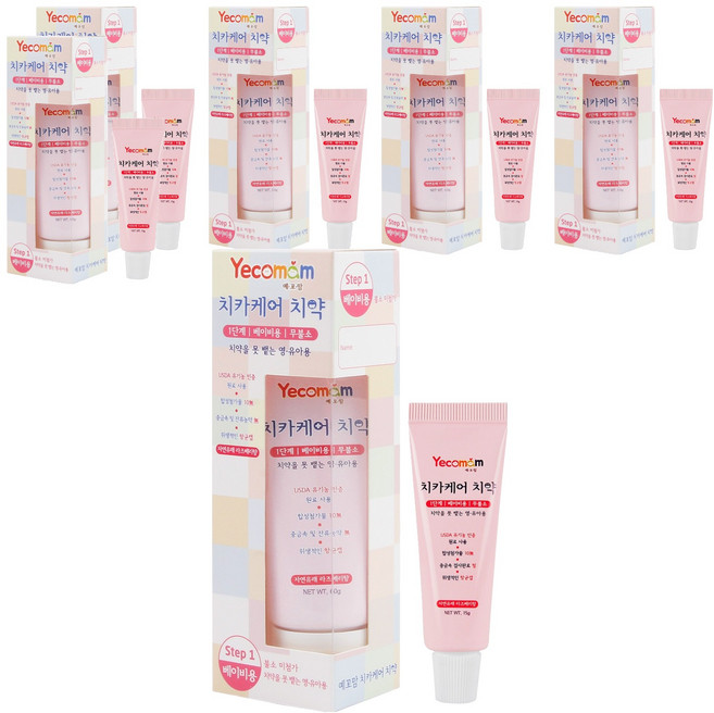 예꼬맘 치카케어 치약 1단계 60g+소형치약 15g, 6세트