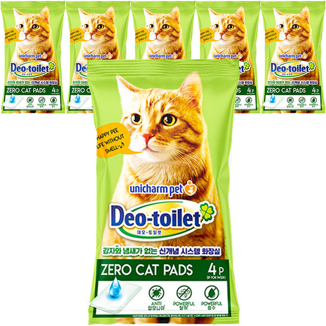 유니참데오토일렛 제로캣 패드 4p, 혼합색상, 6개