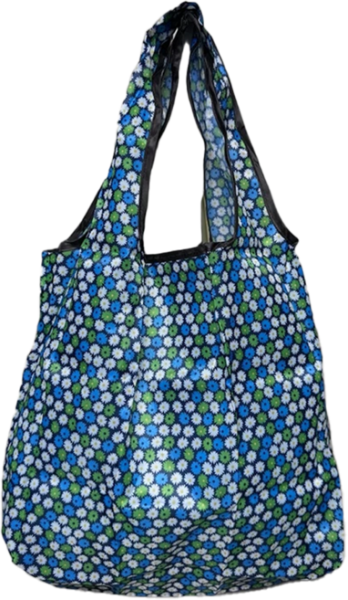 手腕型立體環保購物袋 25g, 藍綠白小花, 1個