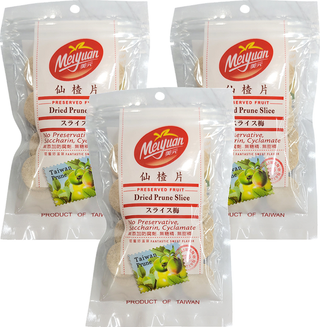 美元 蜜餞 仙楂片 無防腐劑 無糖精 無甜精 台灣製造, 100g, 3包