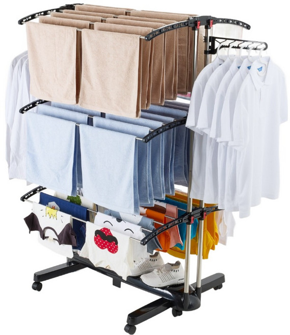 두리펀 더블퀸 빨래건조대 6단, 블랙