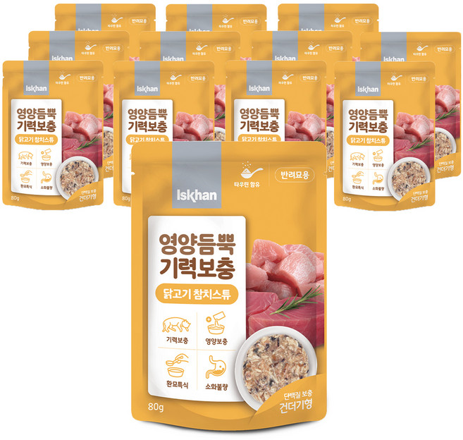 이즈칸 고양이 영양듬뿍 기력보충 스튜, 닭고기참치스튜, 80g, 12개