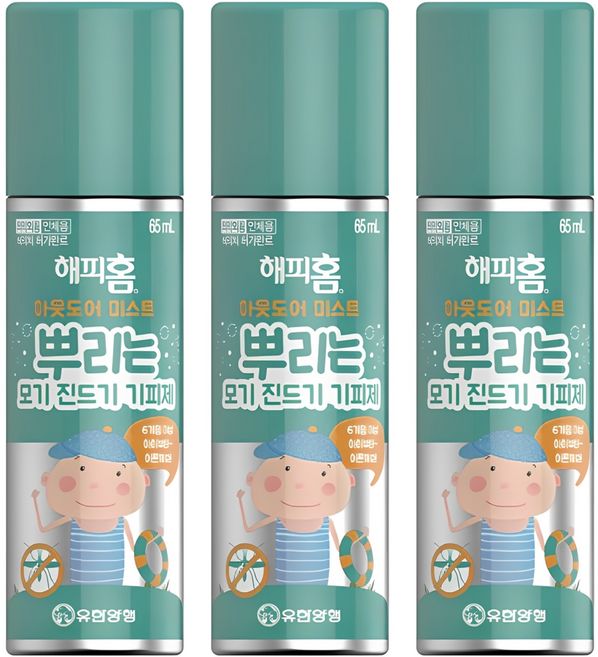 해피홈 모기 진드기 기피제 아웃도어 미스트, 65ml, 3개