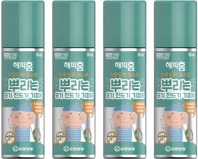 해피홈 모기 진드기 기피제 아웃도어 미스트, 65ml, 4개
