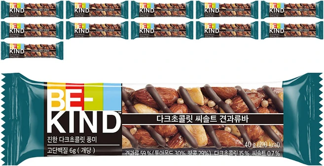 비카인드 다크초콜릿 씨솔트 견과류바, 40g, 12개 - 쿠팡
