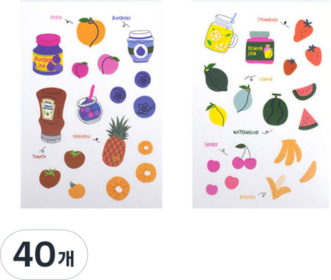 루카랩 마이 레트로 페트 스티커, 데일리 프루트, 40개