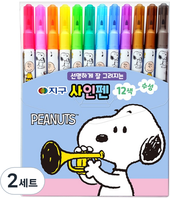 지구화학 피너츠 사인펜 12종 세트, 12색, 2세트