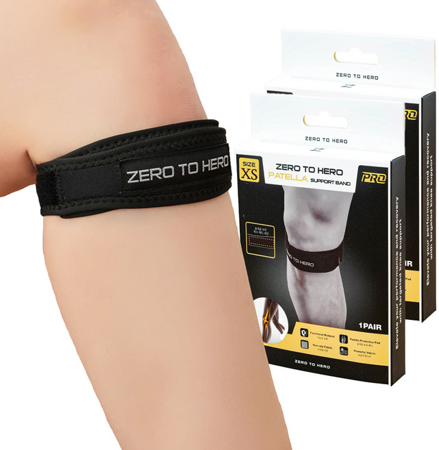 제로투히어로 무릎 슬개골 슬개건 보호대 2p, 2개, 블랙