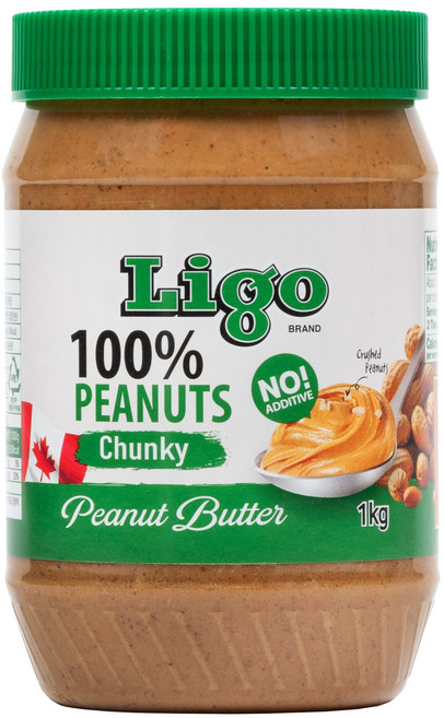 Ligo 100% 顆粒花生醬, 1kg, 1個