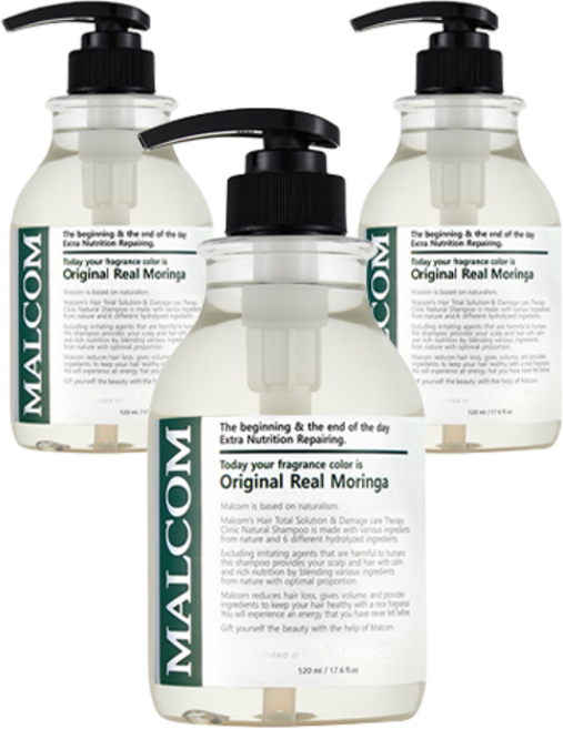 말콤 오리지널 리얼 모링가 샴푸, 520ml, 3개