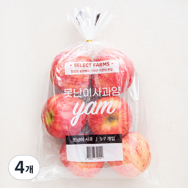 셀렉트팜 못난이 사과 얌, 1.5kg(중과, 5~7입), 4개