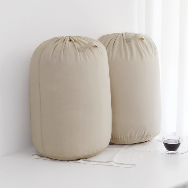 네이쳐리빙 반전매력 정리가 편한 방수 이불정리함, 2개입, 1세트, 베이지