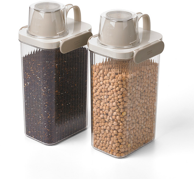 셰프토프 글라스락 간편 오픈 잡곡통, 웜그레이, 2개
