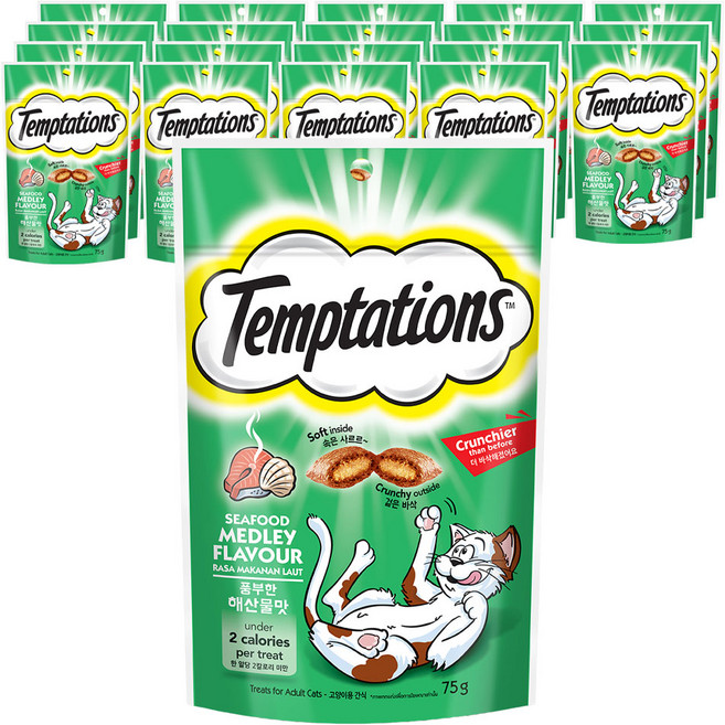 템테이션 고양이 스낵, 풍부한 해산물맛, 75g, 20개