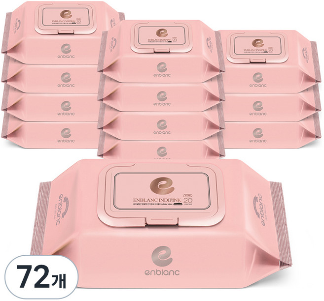 앙블랑 세이프 인디핑크 유아물티슈 휴대캡형, 63g, 20매, 72개
