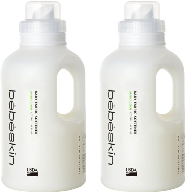 베베스킨 베이비 고농축 섬유유연제 그린코튼향, 1.07L, 2개