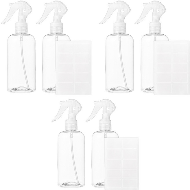 comet 噴霧分裝瓶 300ml 附標籤貼紙, 透明色, 6個