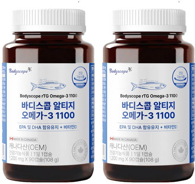 바디스콥 알티지 오메가 3 1100 108g, 90정, 2개