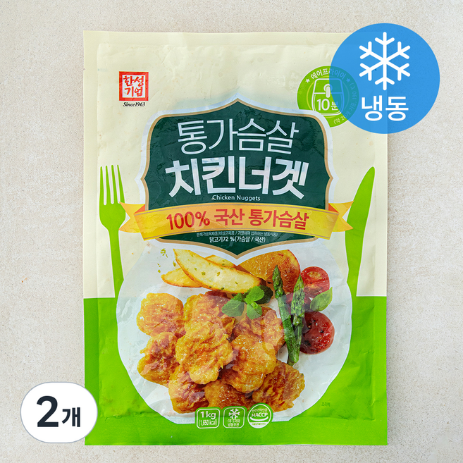 한성기업 통가슴살 치킨너겟 (냉동), 1kg, 2개