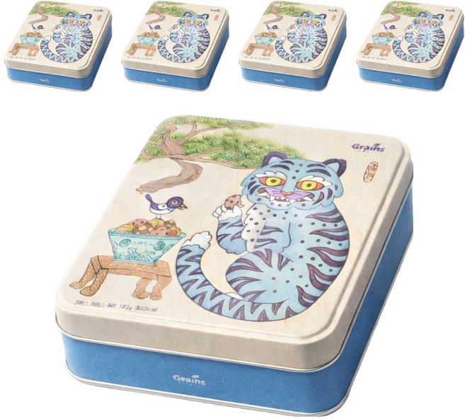 그래인스쿠키 베이커스초이스 틴케이스 쿠키 + 쇼핑백 세트, 쿠키 3p 6종, 5세트