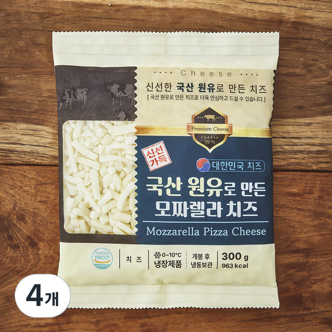 국산 원유로 만든 모짜렐라 치즈, 300g, 1개입, 4개