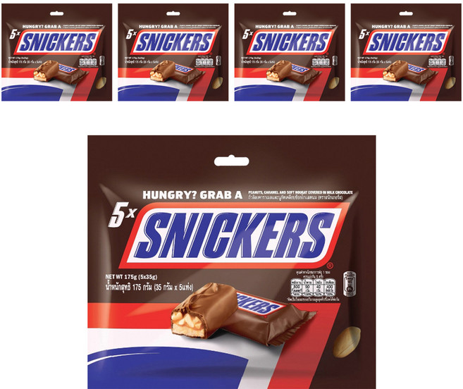 스니커즈 땅콩 초콜릿, 175g, 5개