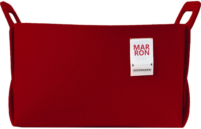 마롱즈 접이식 펠트 수납 바구니, 레드, 1개