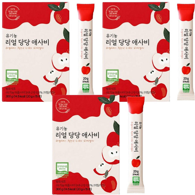 리얼당당 유기농 애사비 발효식초 스틱, 3개, 300g