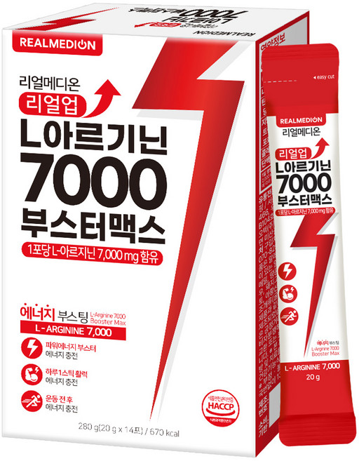 리얼메디온 리얼업 L 아르기닌 7000 부스터 맥스, 1개, 280g
