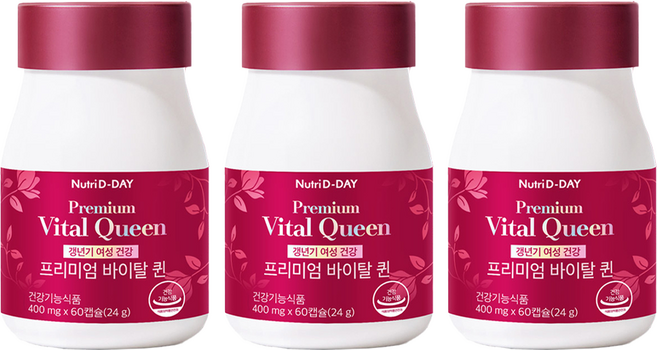 뉴트리디데이 프리미엄 바이탈 퀸 갱년기 영양제 24g, 60정, 3개