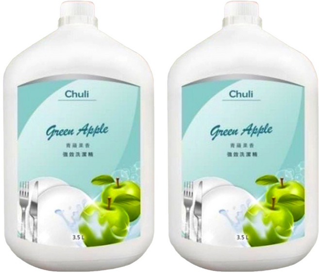 Chuli 初梨 果香系列 強效洗潔精 青蘋果, 3.5L, 2瓶