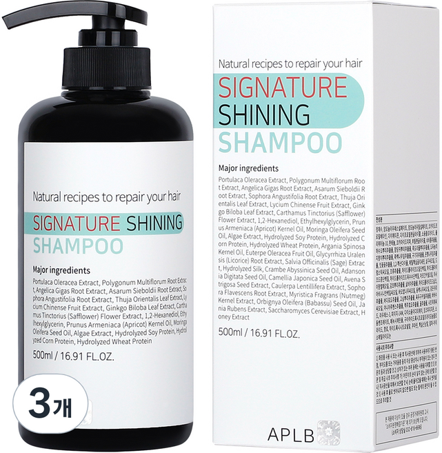 에이플비 시그니처 샤이닝 샴푸, 500ml, 3개