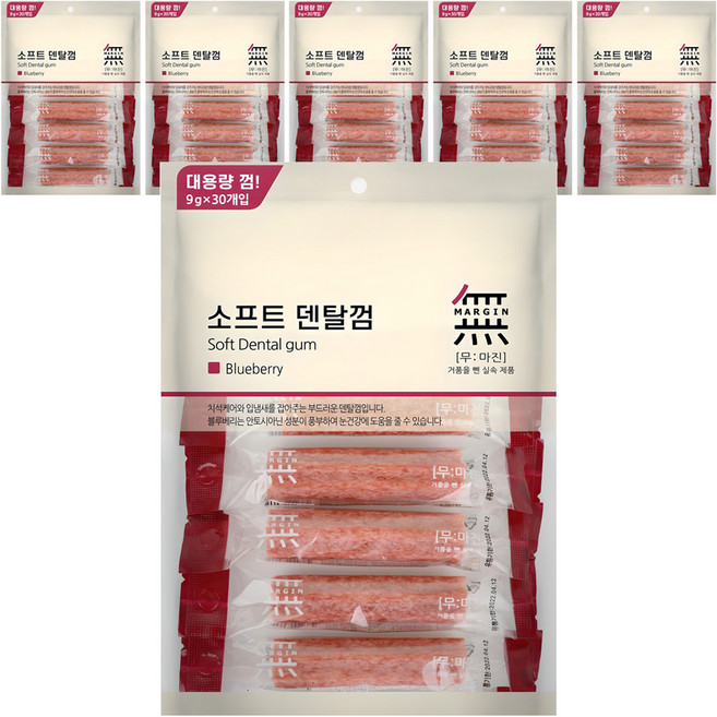 무마진 강아지 소프트 덴탈껌 30p, 블루베리, 270g, 6개