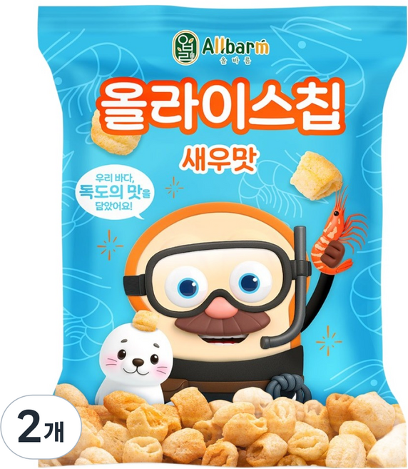 Allbarm 올라이스칩, 50g, 2개, 새우맛