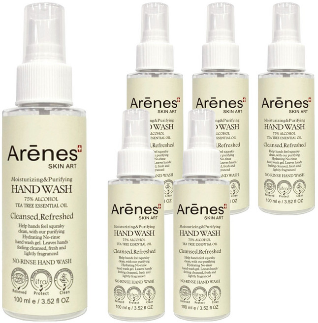 Arenes 愛霓思 乾洗手保濕潔淨精華 Moisturizing & Purifying No-rinse hand wash, 100ml, 6瓶