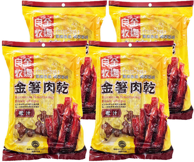 良金牧場 高粱豬肉金箸肉乾 蜜汁, 165g, 4包