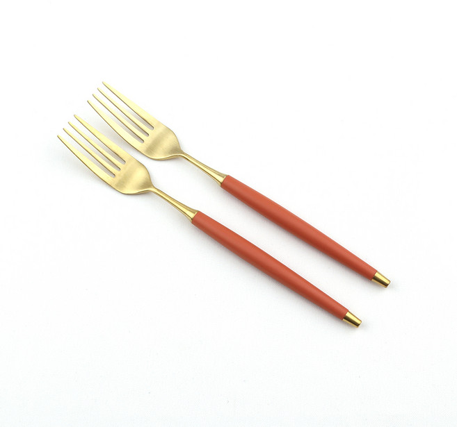 보겐 국내생산 르비앙 골드 커트러리 샐러드포크, 캐롯, 2개