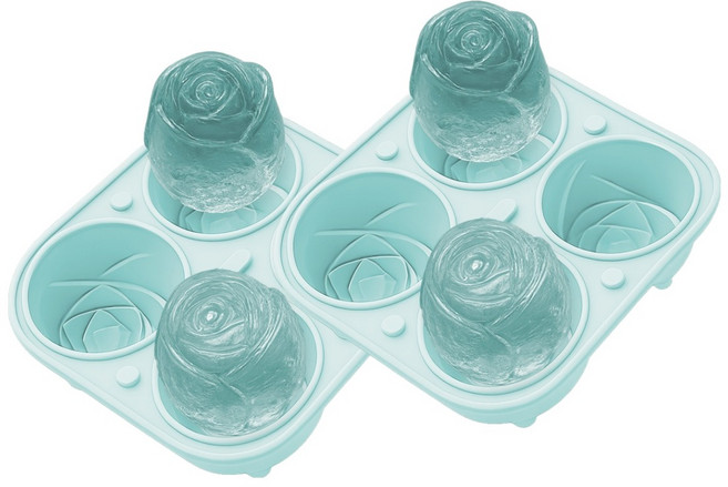 몽리코 하이볼 위스키 얼음 로즈모양 실리콘 대형 얼음틀, 그린, 2개