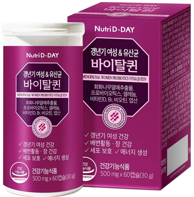 뉴트리디데이 갱년기 여성 유산균 바이탈퀸 60p, 60정, 1개 - 쿠팡