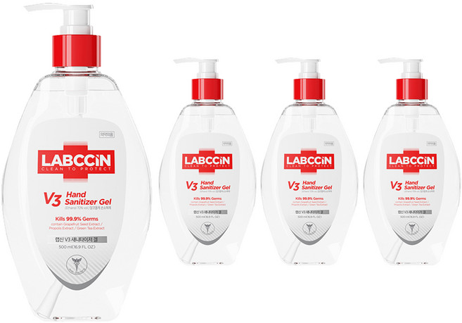 랩신 브이3 새니타이저 겔 손소독제, 500ml, 4개
