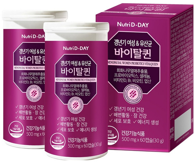뉴트리디데이 갱년기 여성 유산균 바이탈퀸 60p, 60정, 2개