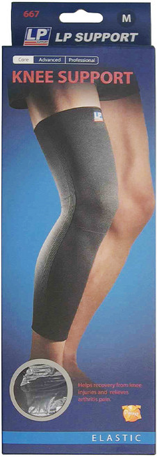 LP SUPPORT 運動防護系列 高效伸縮全腿式膝護套 667, 黑色, 1個