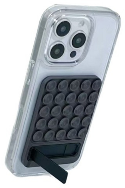 케이스틱 휴대폰 실리콘 부착 거치가능 흡착식 패드, 블랙, 1개