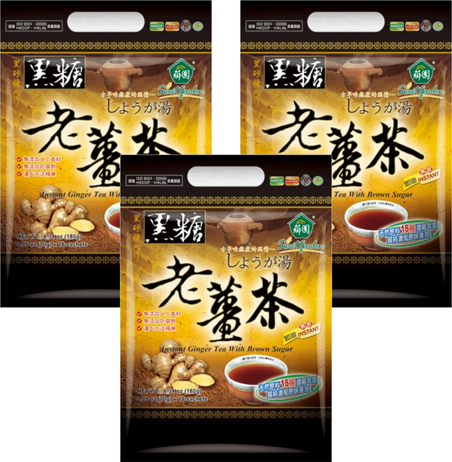薌園 黑糖老薑茶, 10g, 18包, 3袋