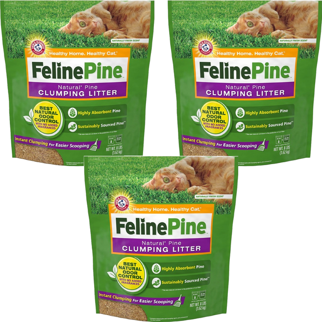 Feline Pine 斑比 ARM&HAMMER 凝結型天然松木砂, 3.62kg, 3包