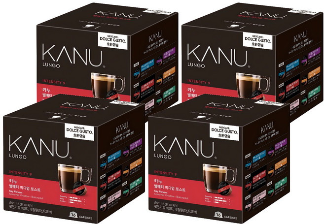 카누 벨베티 미디엄로스트 돌체구스토 호환 캡슐커피, 7g, 16개입, 4개